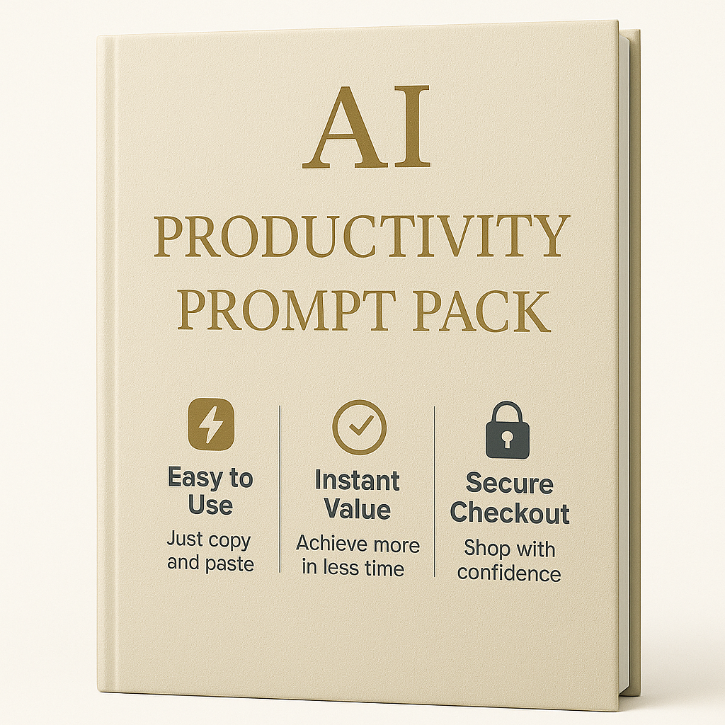 AI Productivity Prompt Pack - digital PDF streamlining tasks and bossing focus with AI
